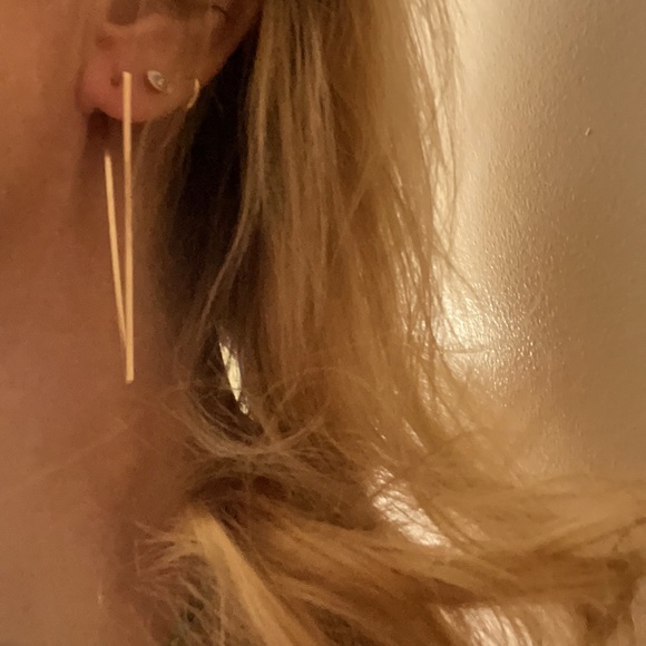 Gold Fill Triangle Hoop Earrings - Picture 3 of 5